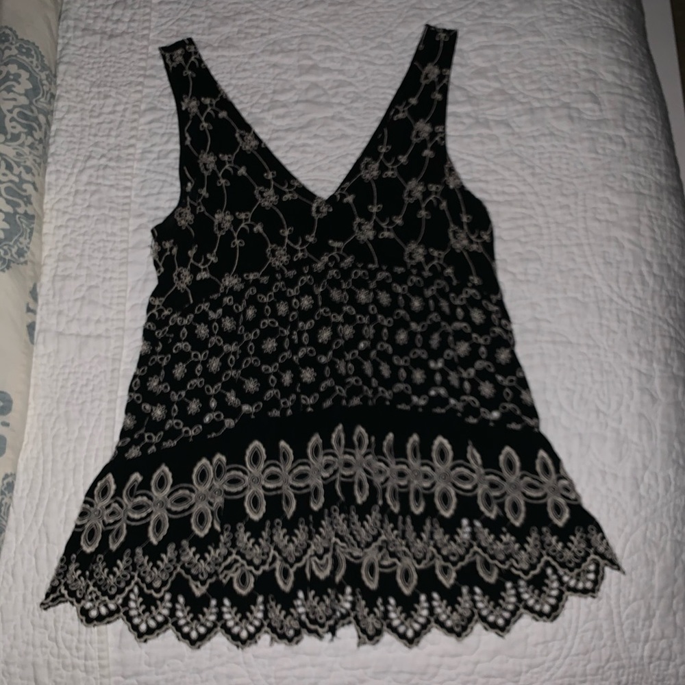 Embroidered Peplum Layered Vneck Tank Top